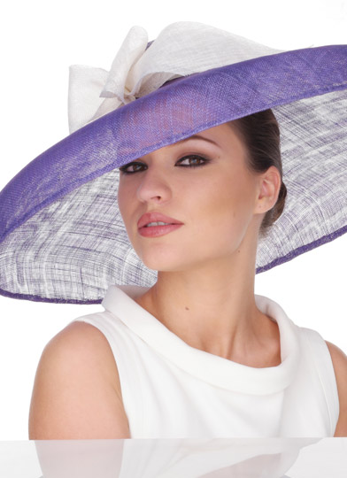 Wedding hat purple and white