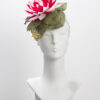 Pillbox hat with raspberry and pink waterlily