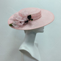 Large pink boater hat