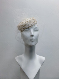 Ivory bridal pillbox hat